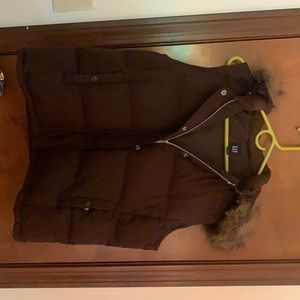 Brown, hooded gap vest. Got from MIL and never wore it